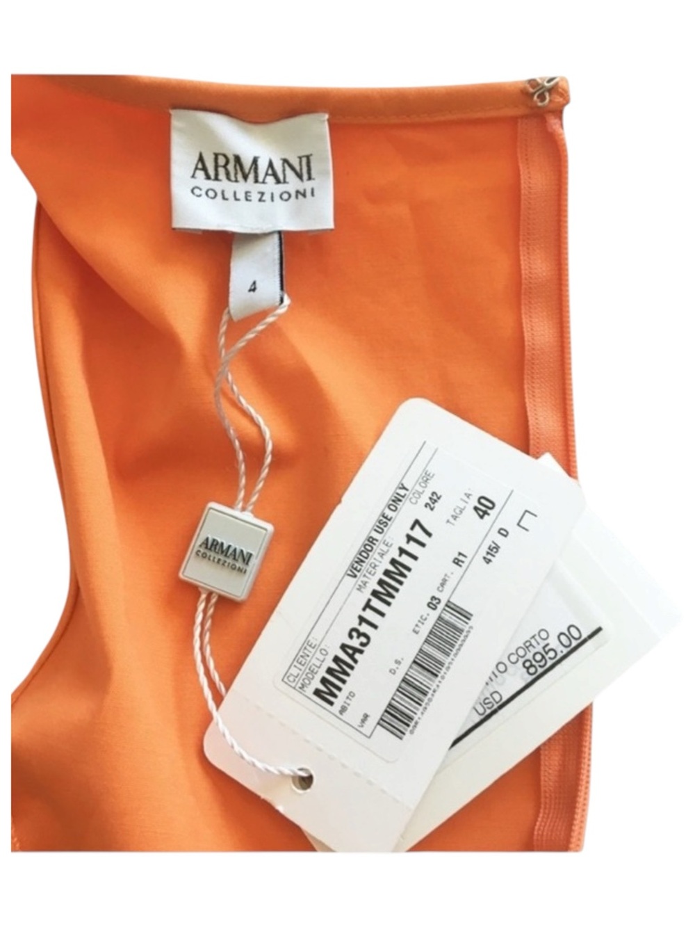 new Armani Collezioni 𖦹 Sleeveless Sheath Mini Dress 𖦹 Tangerine Coral 𖦹 4 US - Picture 10 of 16